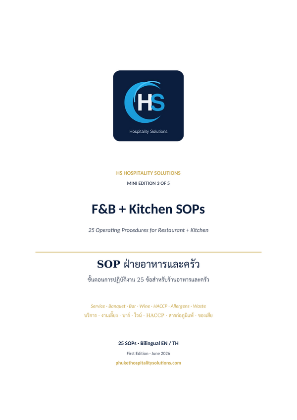 F&B + Kitchen SOPs cover